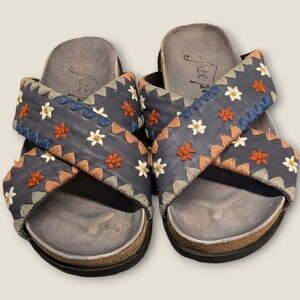 Free People Wildflower Embroidered Cork Sandals